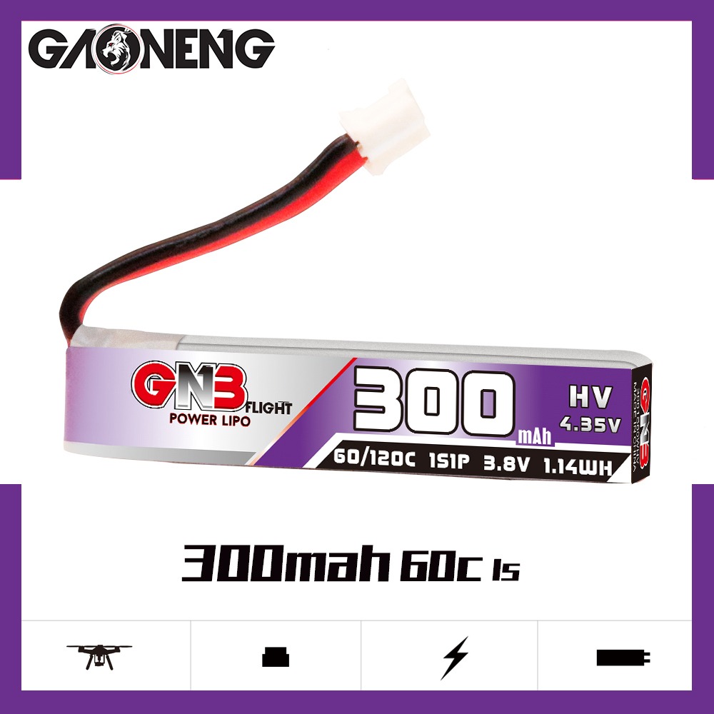 GNB Batteries GNB Battery 3.8V 60C 300mAh 1S HV PH2 Cable Connector, product image from Kiwiquads
