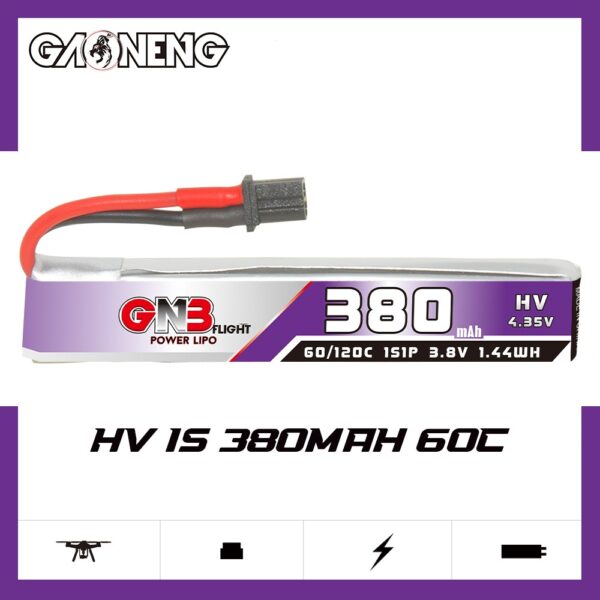 GNB Battery 3.8V 60C 380mAh 1S HV A30 Cable