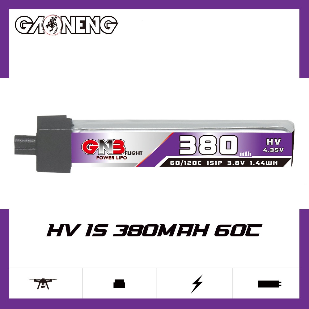 GNB Batteries GNB Battery 3.8V 60C 380mAh 1S HV A30 Head Connector, product image from Kiwiquads