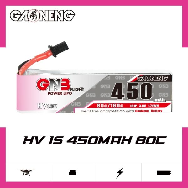 GNB Battery 3.8V 80C 450mAh 1S HV A30 Cable