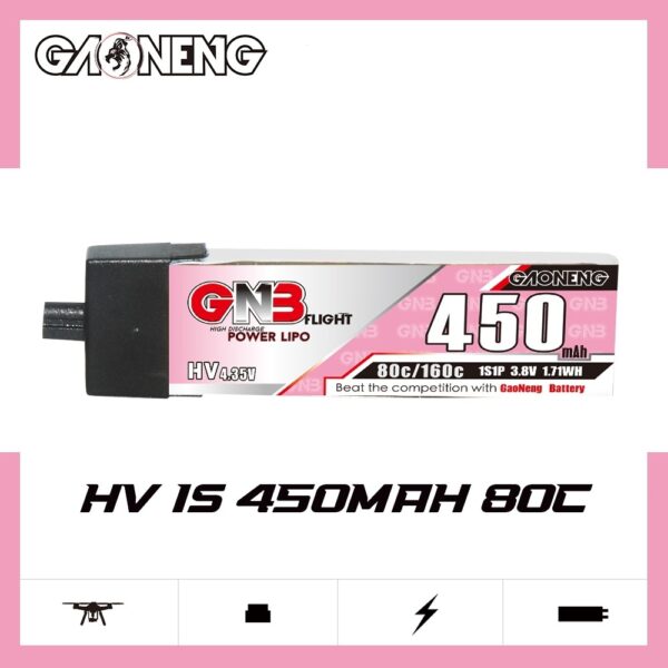 GNB Battery 3.8V 80C 450mAh 1S HV A30 Head Connector