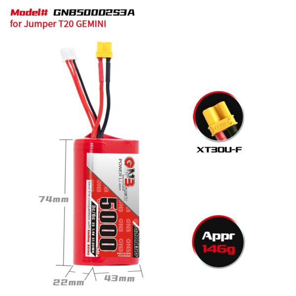 GNB Battery 7.4V 3C 5000mAh 2S1P for Jumper T20 - Image 2