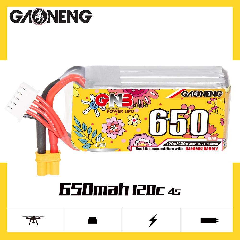 GNB Batteries GNB Battery 15.2V 120C 650mAh 4S HV, product image from Kiwiquads