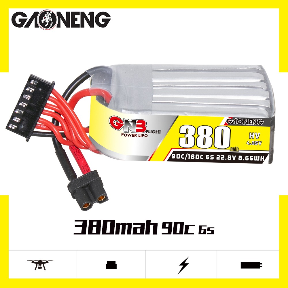 GNB Batteries GNB Battery 22.8V 90C 380mAh 6S HV XT30, product image from Kiwiquads