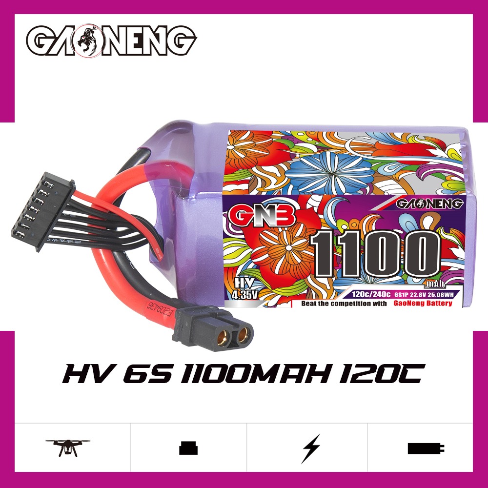 GNB Batteries GNB Battery 22.8V 120C 1100mAh 6S HV, product image from Kiwiquads
