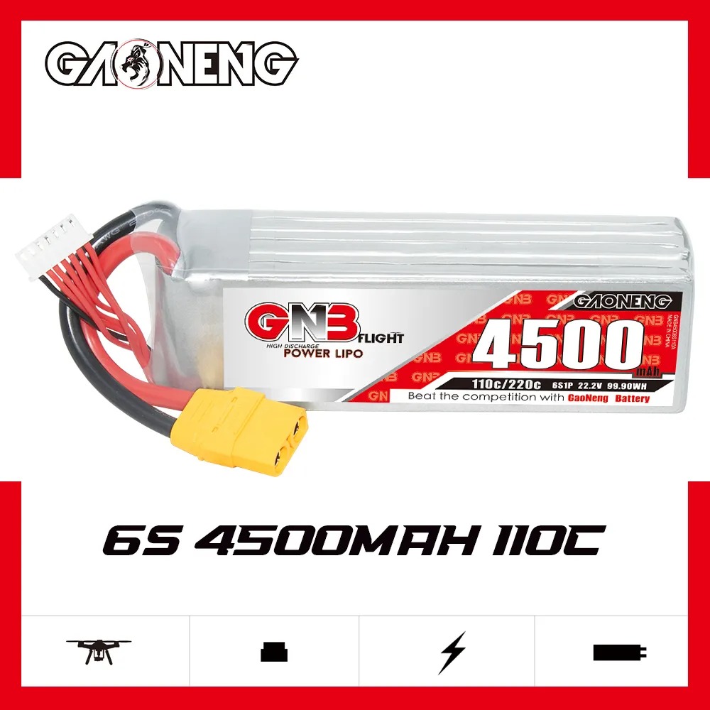 GNB Batteries GNB Battery 22.2V 110C 4500mAh 6S, product image from Kiwiquads