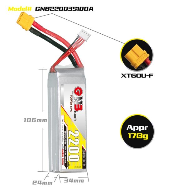 GNB Battery 11.1V 100C 2200mAh 3S - Image 3
