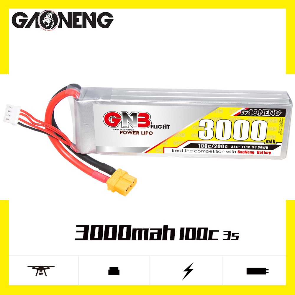 GNB Batteries GNB Battery 11.1V 100C 3000mAh 3S, product image from Kiwiquads