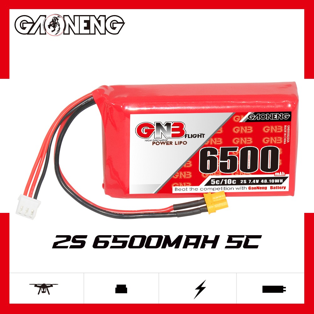 GNB Batteries GNB Battery 7.4V 6500mAh 2S for RadioMaster Boxer, TX16s Mk3 and TX15, product image from Kiwiquads