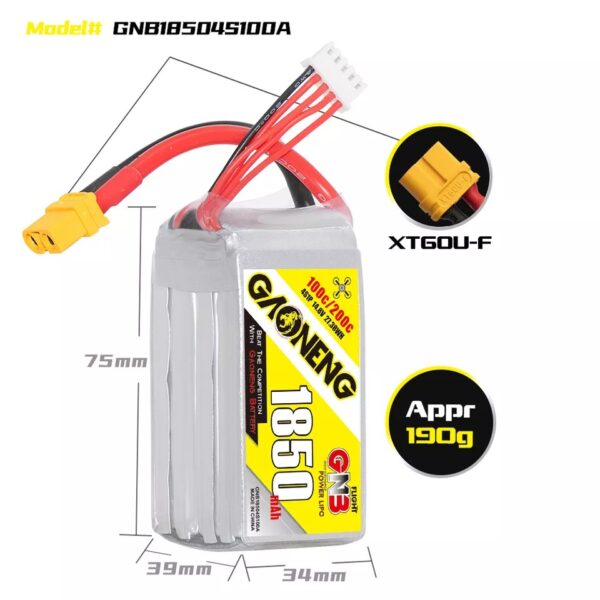 GNB Battery 14.8V 100C 1850mAh 4S - Image 4