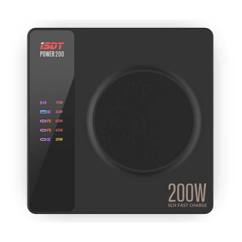 ISDT Power 200W USB Desktop Charger 4 USB+1 Wireless, product image from Kiwiquads