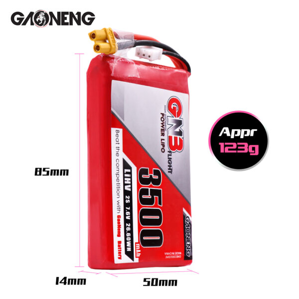 GNB Battery 7.6V 3500mAh 2S for FrSky Taranis QX7 - Image 4