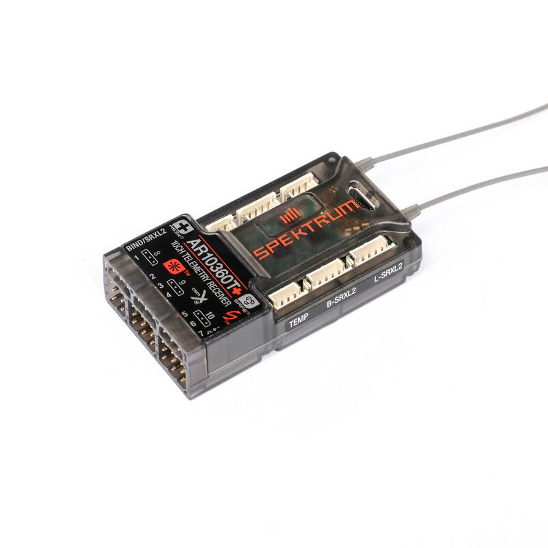 Spektrum AR10360T+ 10 Channel AS3X+ & SAFE Telemetry Receiver, product image from Kiwiquads