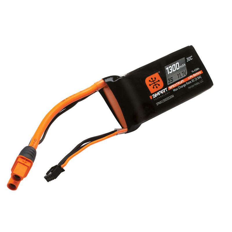 Spektrum 1300mAh 3S 11.1V Smart LiPo Battery 30C IC3, product image from Kiwiquads