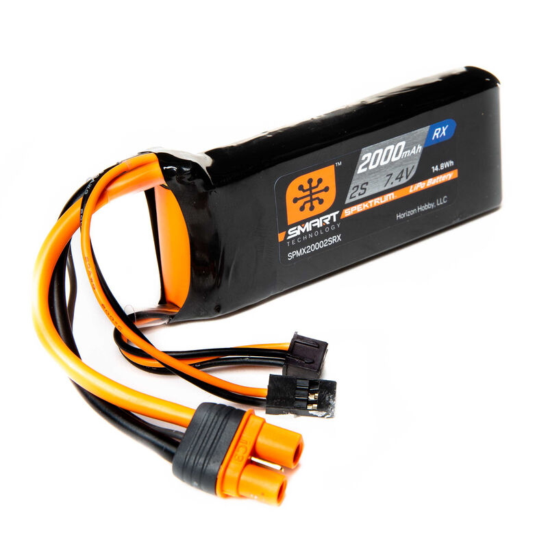 Spektrum 2000mAh 2S 7.4V Smart LiPo Receiver Battery IC3, product image from Kiwiquads