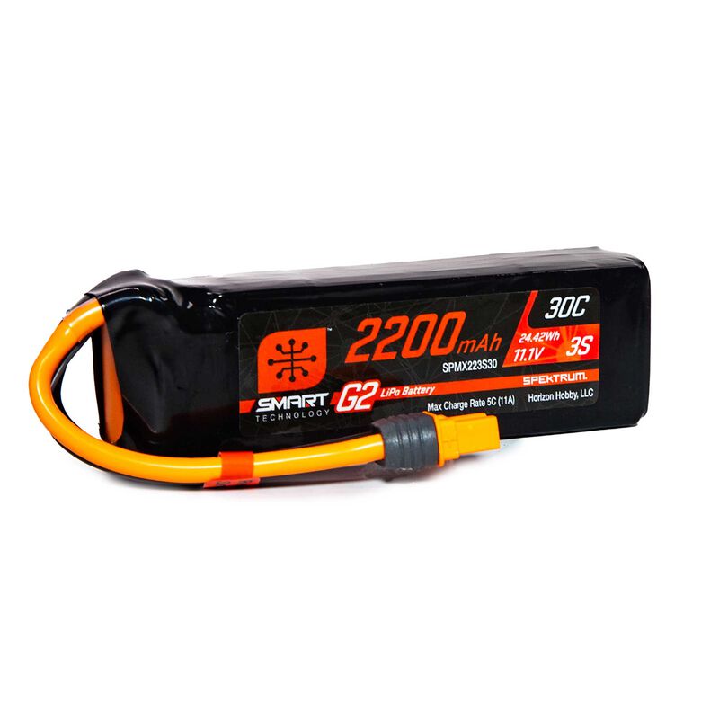 Spektrum 2200mAh 3S 11.1V Smart G2 LiPo 30C IC3, product image from Kiwiquads