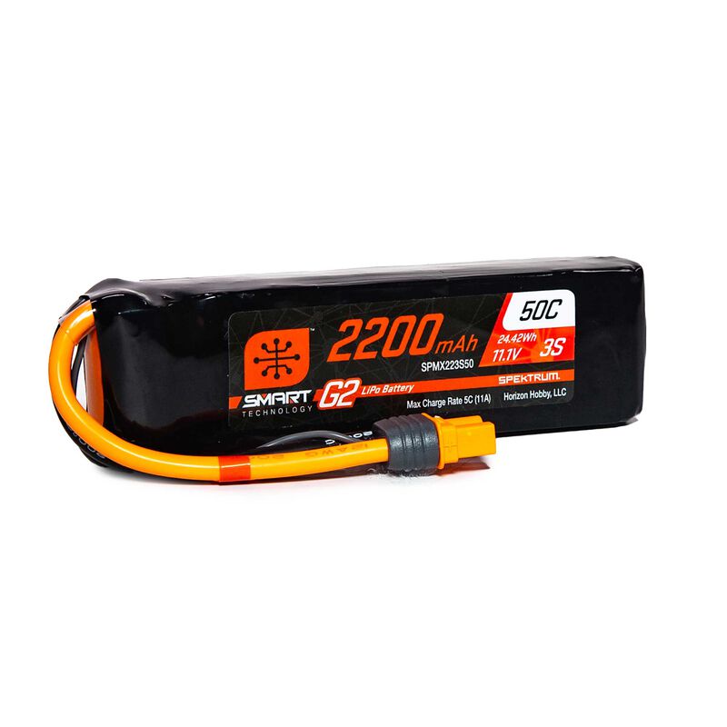 Spektrum 2200mAh 3S 11.1V Smart G2 LiPo 50C IC3, product image from Kiwiquads