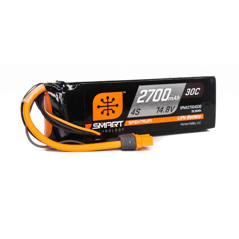 Spektrum 2700mAh 4S 14.8V Smart LiPo Battery 30C IC3, product image from Kiwiquads