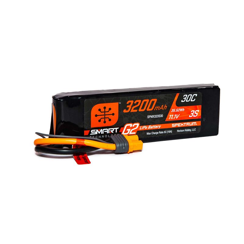 Spektrum 3200mAh 3S 11.1V Smart G2 LiPo 30C IC3, product image from Kiwiquads