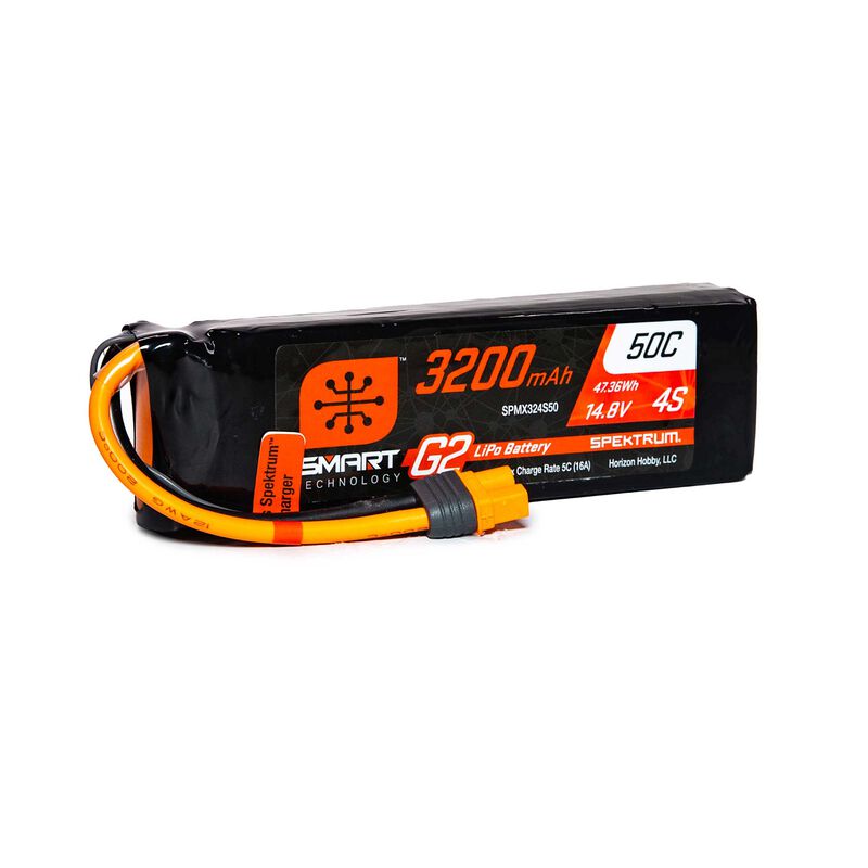 Spektrum 3200mAh 4S 14.8V Smart G2 LiPo 50C IC3, product image from Kiwiquads