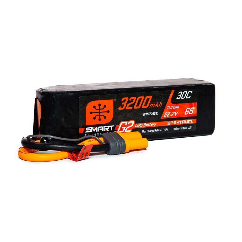Spektrum 3200mAh 6S 22.2V Smart G2 LiPo 30C IC5, product image from Kiwiquads