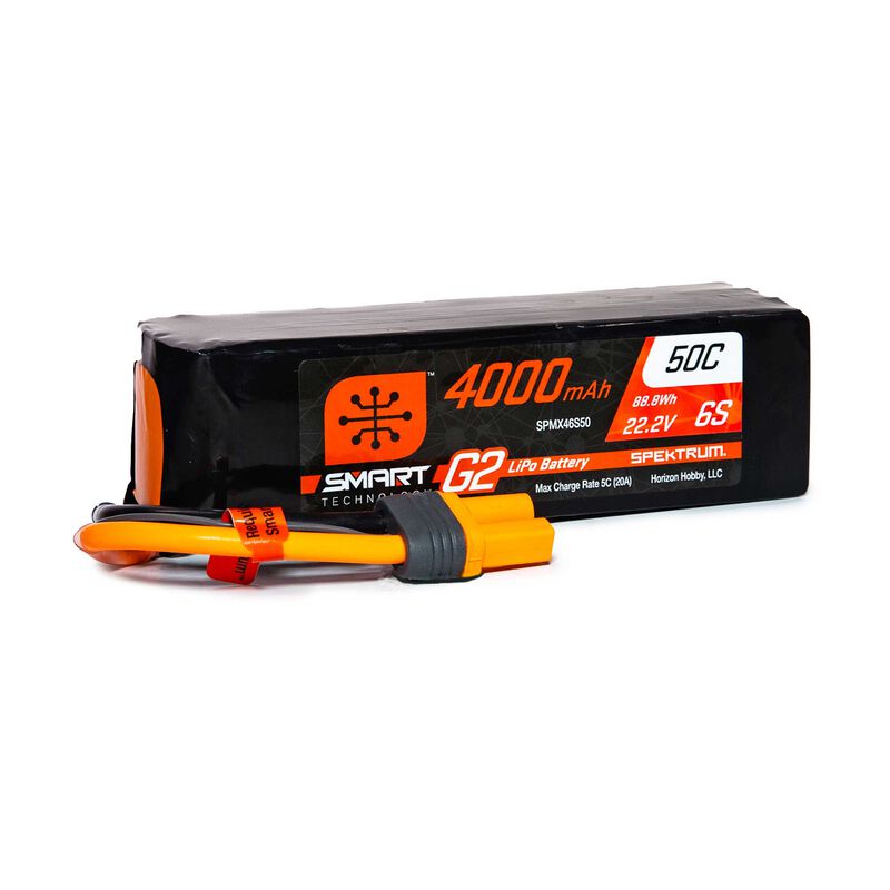 Spektrum 4000mAh 6S 22.2V Smart G2 LiPo 50C IC5, product image from Kiwiquads