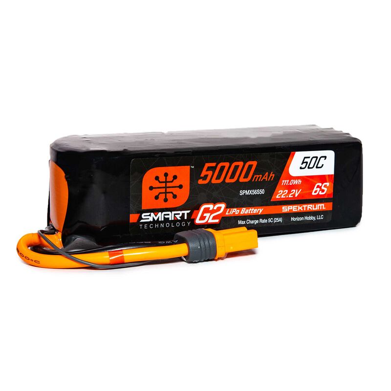 Spektrum 5000mAh 6S 22.2V Smart G2 LiPo 50C IC5, product image from Kiwiquads