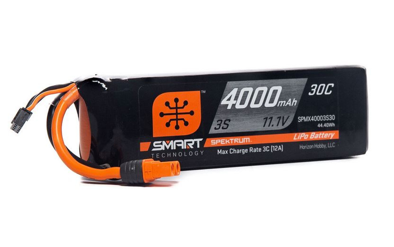 Spektrum 4000mAh 3S 11.1V Smart G2 LiPo Battery 30C IC3, product image from Kiwiquads