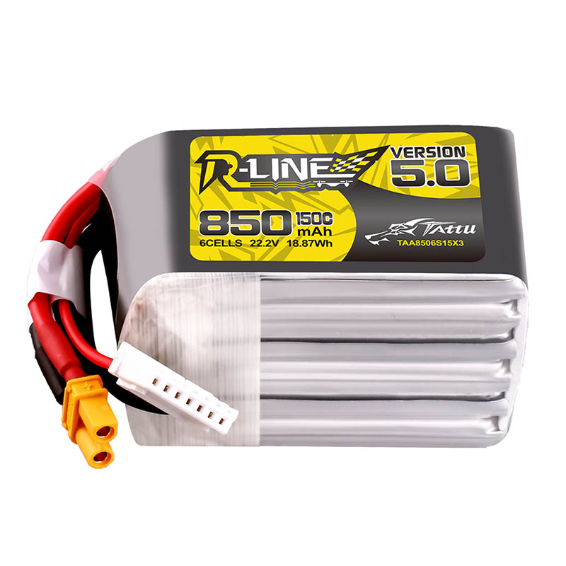 Tattu R-Line Version 5.0 22.2V 150C 850mAh 6S Battery, product image from RaceDayQuads