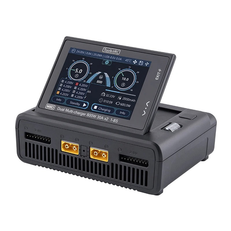 ToolkitRC M8D 1600W Dual Channel Touchscreen DC Charger, product image from Kiwiquads