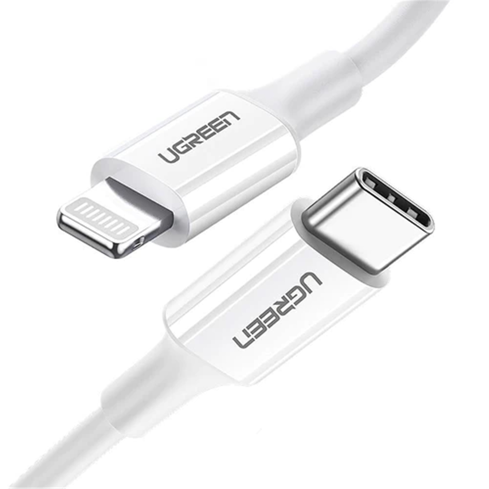 UGREEN Lightning To Type-C 2.0 Male 3A 60W Cable White 1M, product image from Kiwiquads