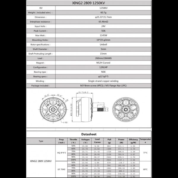 iFlight XING2 2809 FPV Motor 1250kV (2 Options) - Image 5