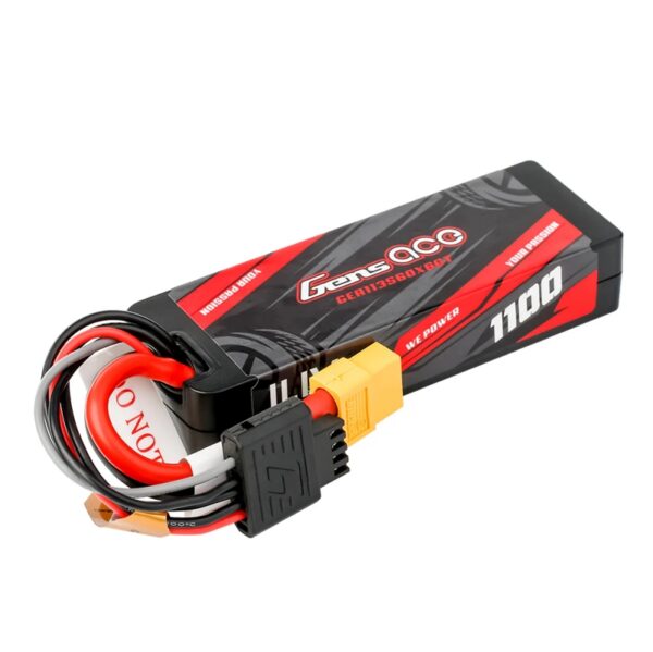 Gens Ace 1100mAh 3S 11.1v 60C Hardcase Lipo Battery with EC3 Plug - 1