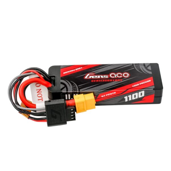 Gens Ace 1100mAh 3S 11.1v 60C Hardcase Lipo Battery with EC3 Plug - 2