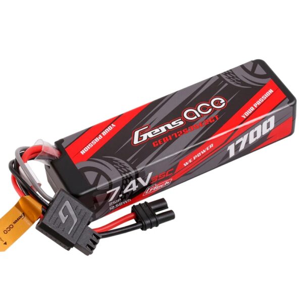 Gens Ace 1700mAh 2S 7.4v 35C Hard Case Lipo Battery for ARRMA Grom IEC2 Plug - 1