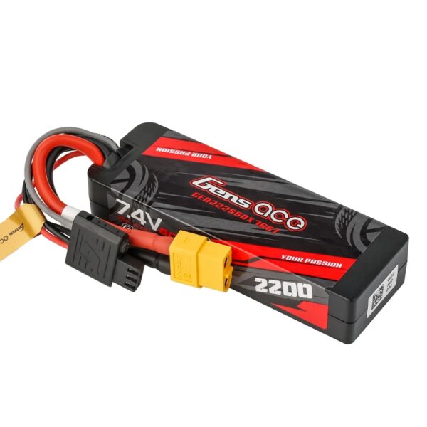 Gens Ace 2200mAh 2S 7.4V 60C Hardcase Lipo Battery with EC3 Plug - 3