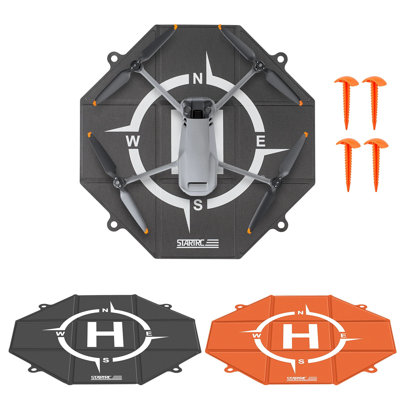 StartRC Universal Octagon Landing (Orange and Grey), product image from Kiwiquads