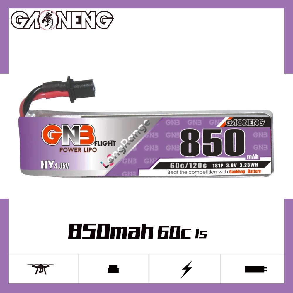 GNB Battery 3.8V 60C 850mAh 1S A30 Cable - 1