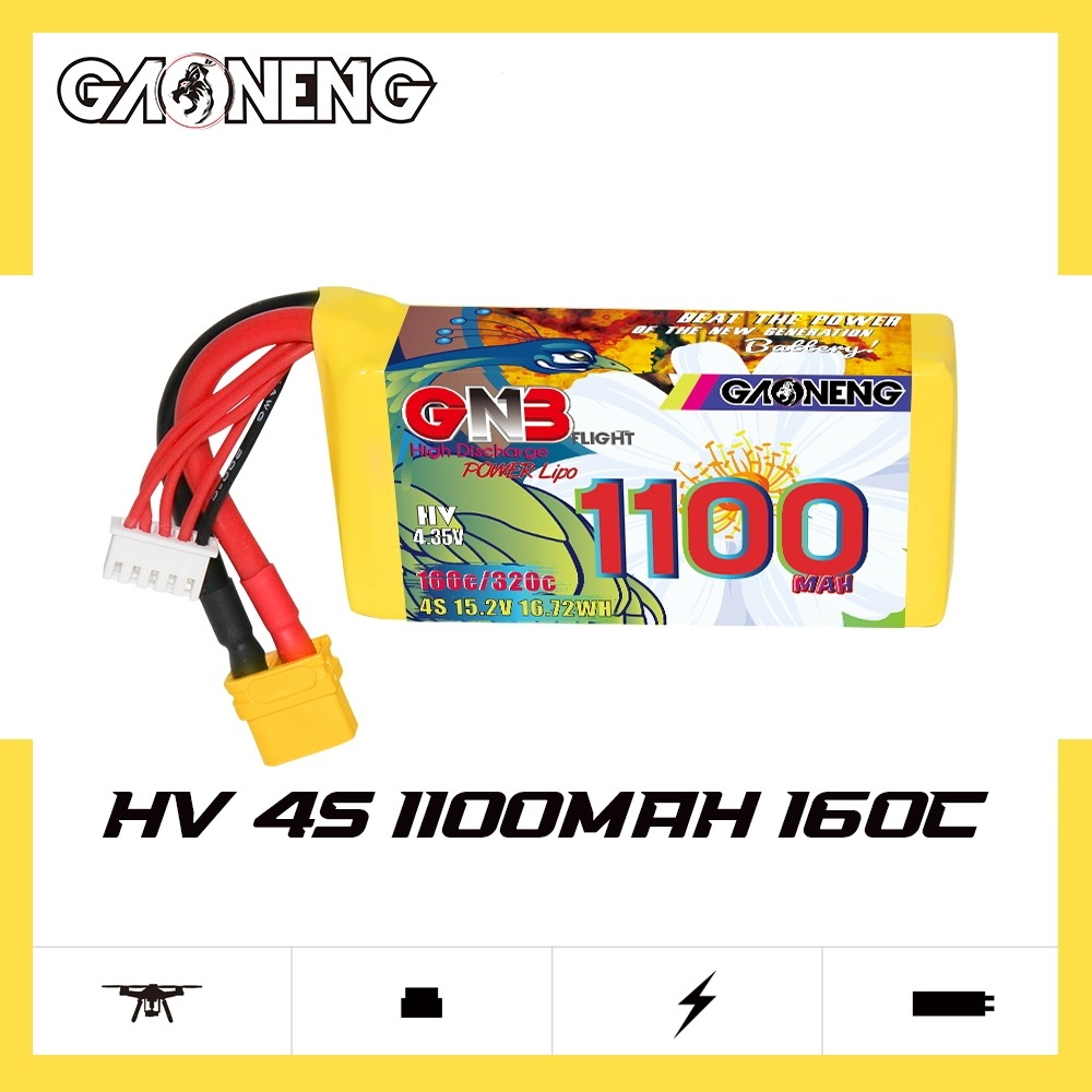 GNB Batteries GNB Battery 15.2V 160C 1100mAh 4S HV, product image from Kiwiquads