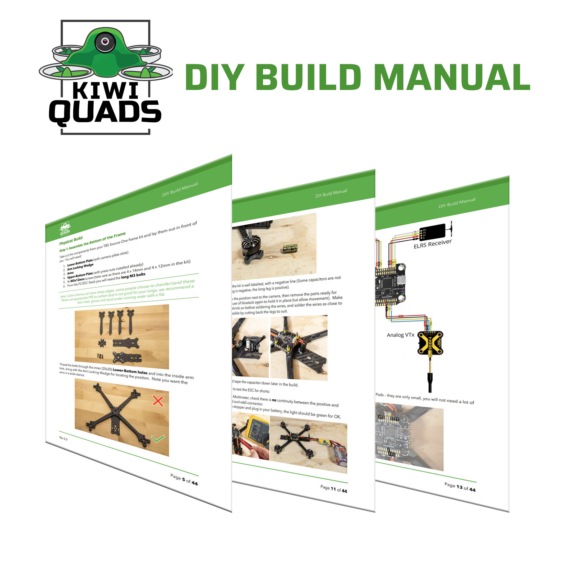 KiwiQuads 'Build Your First FPV Drone' Kit Manual PDF