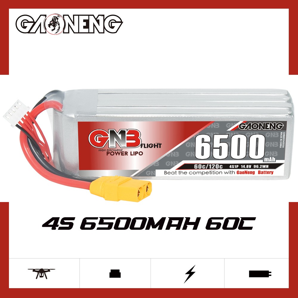 GNB Batteries GNB Battery 14.8V 60C 6500mAh 4S, product image from Kiwiquads