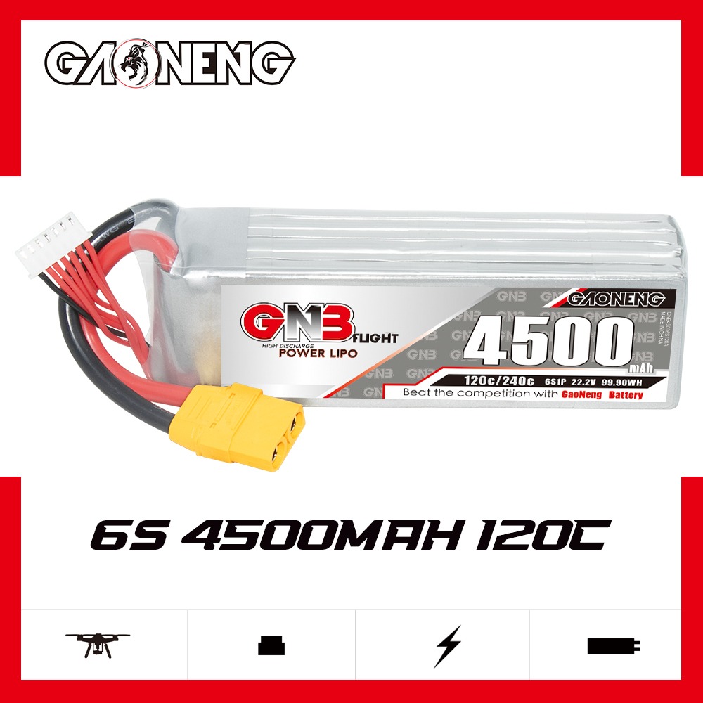 GNB Batteries GNB Battery 22.2V 120C 4500mAh 6S, product image from Kiwiquads