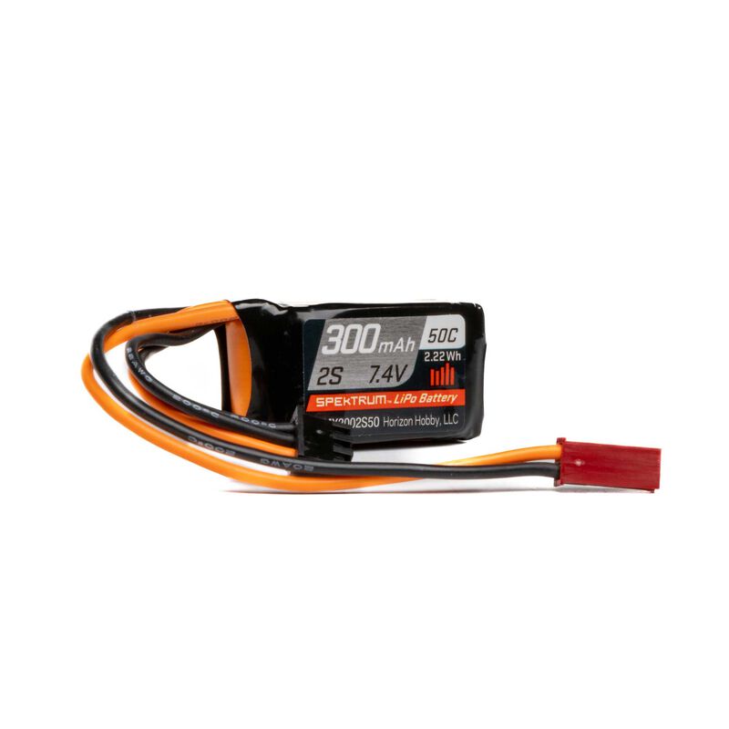 Spektrum 300mAh 2S 7.4V 50C LiPo Battery, JST-RCY Connector, product image from Kiwiquads