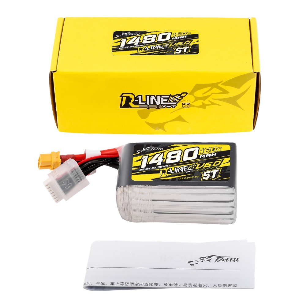 Tattu R-Line Version 6.0 22.2V 160C 1480mAh 6S Battery with XT60 Plug - 3