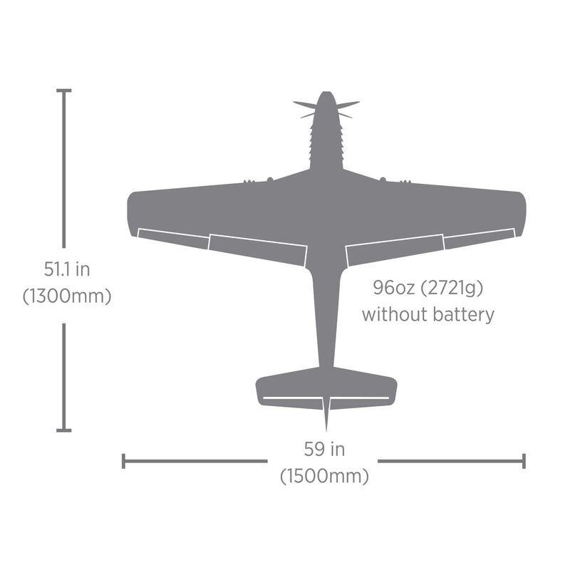 Eflite P-51D Mustang Big Beautiful Doll 1.5m BNF Basic with AS3X and SAFE Select - 2