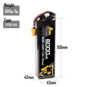 Auline Li-Ion Battery 4S2P 14.8V 8000mAh XT60 - dimensions