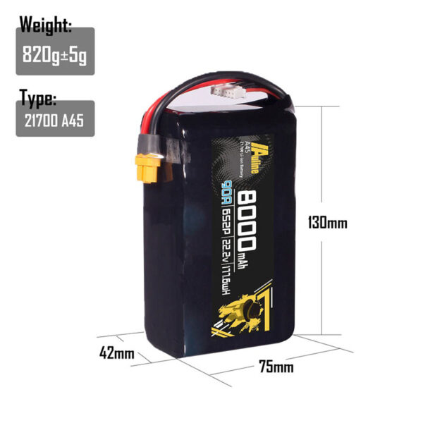 Auline Li-Ion Battery 6S2P 22.2V 8000mAh XT60 - dimensions