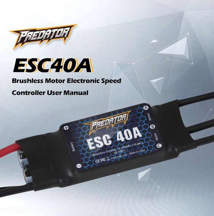 FMS 40A ESC with 200mm Input Cable, 3.5mm Motor Connector, XT60 - 1