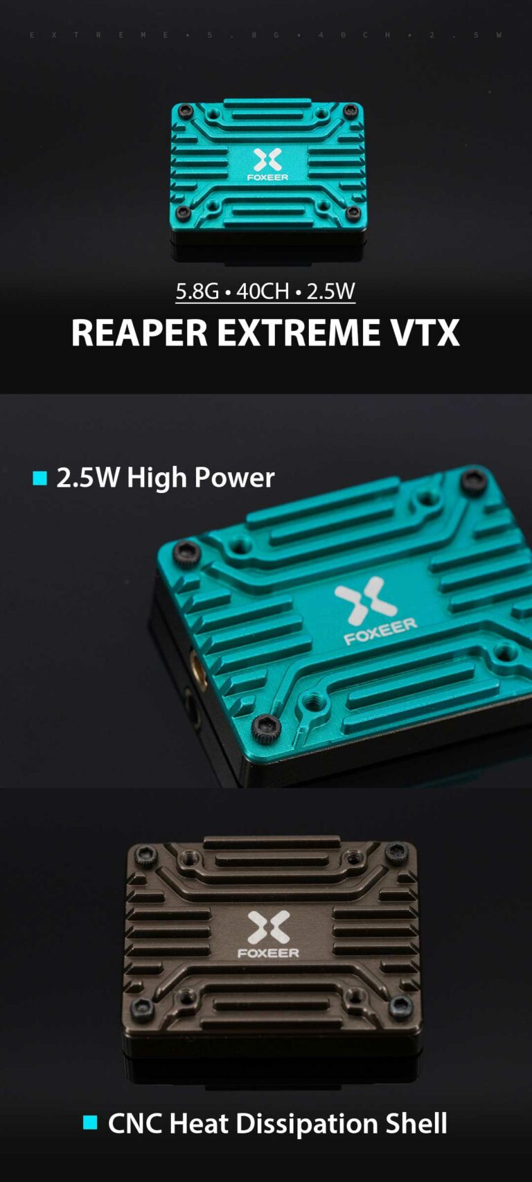 Foxeer 5.8G Reaper Extreme 2.5W 40CH VTx - KiwiQuads