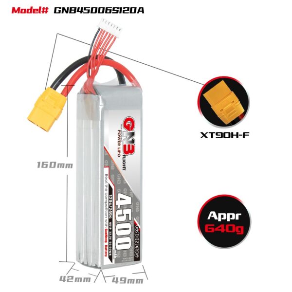 GNB Battery 22.2V 120C 4500mAh 6S XT90-2